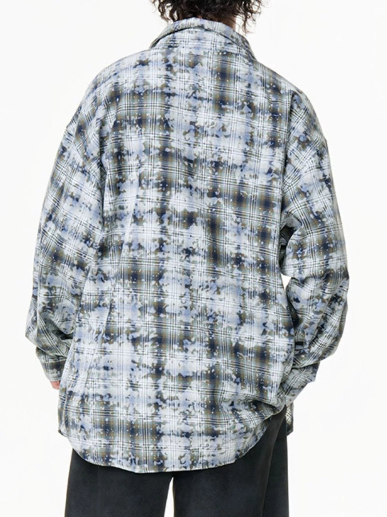 Men's Plus Size Plaid Button Up Long Sleeve Shirt - Ermanaric