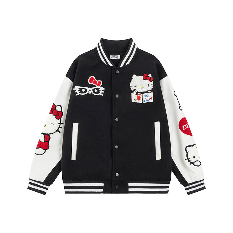 Hello Kitty Embroidered Baseball Jacket