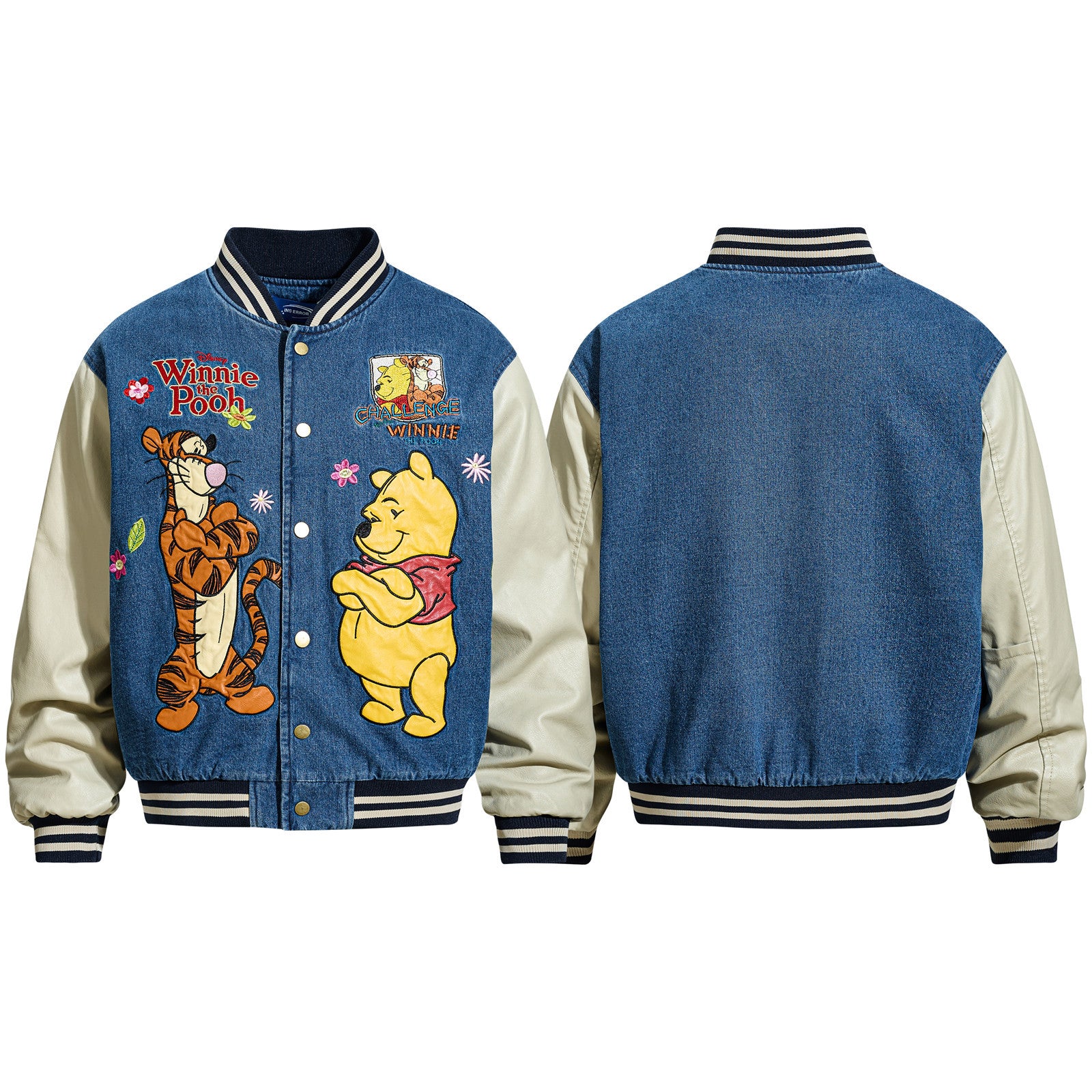 Vintage Fun Cartoon Embroidery Unisex Couple Warm Loose Casual Fleece Jacket