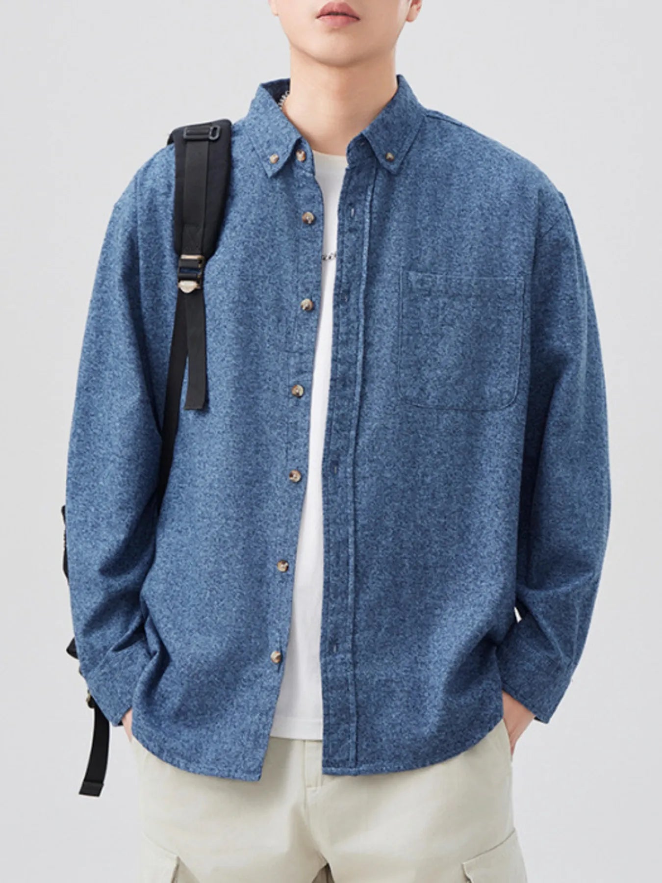 Men's Plus Size Button Up Long Sleeve Shirt - Ermanaric