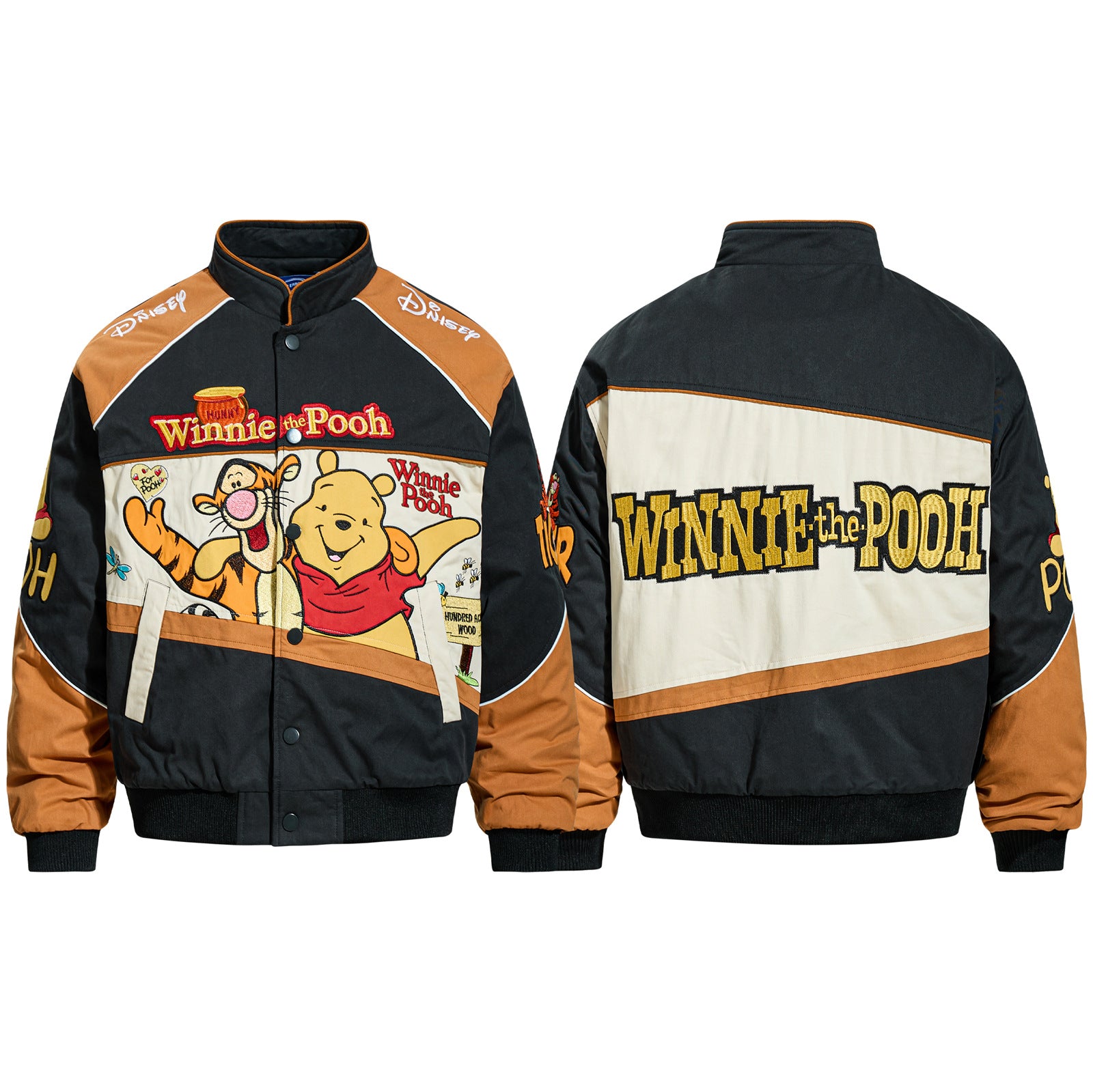 Retro Cartoon Embroidered Thick Baseball Jacket, Unisex Trendy Loose Couple Warm Cotton Coat