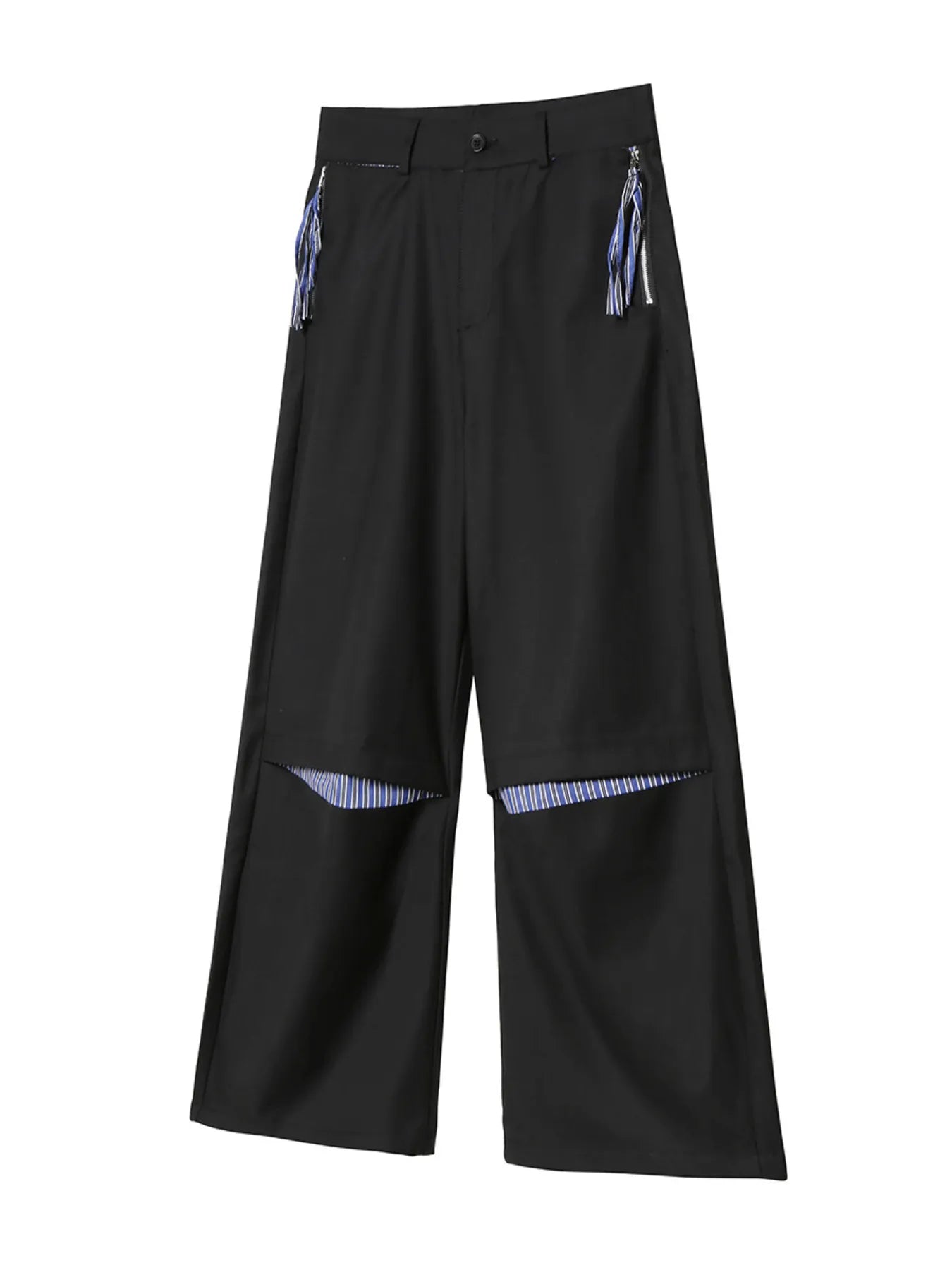 Men's Wide Leg Cargo Pants with Contrast Stripes - Ermanaric