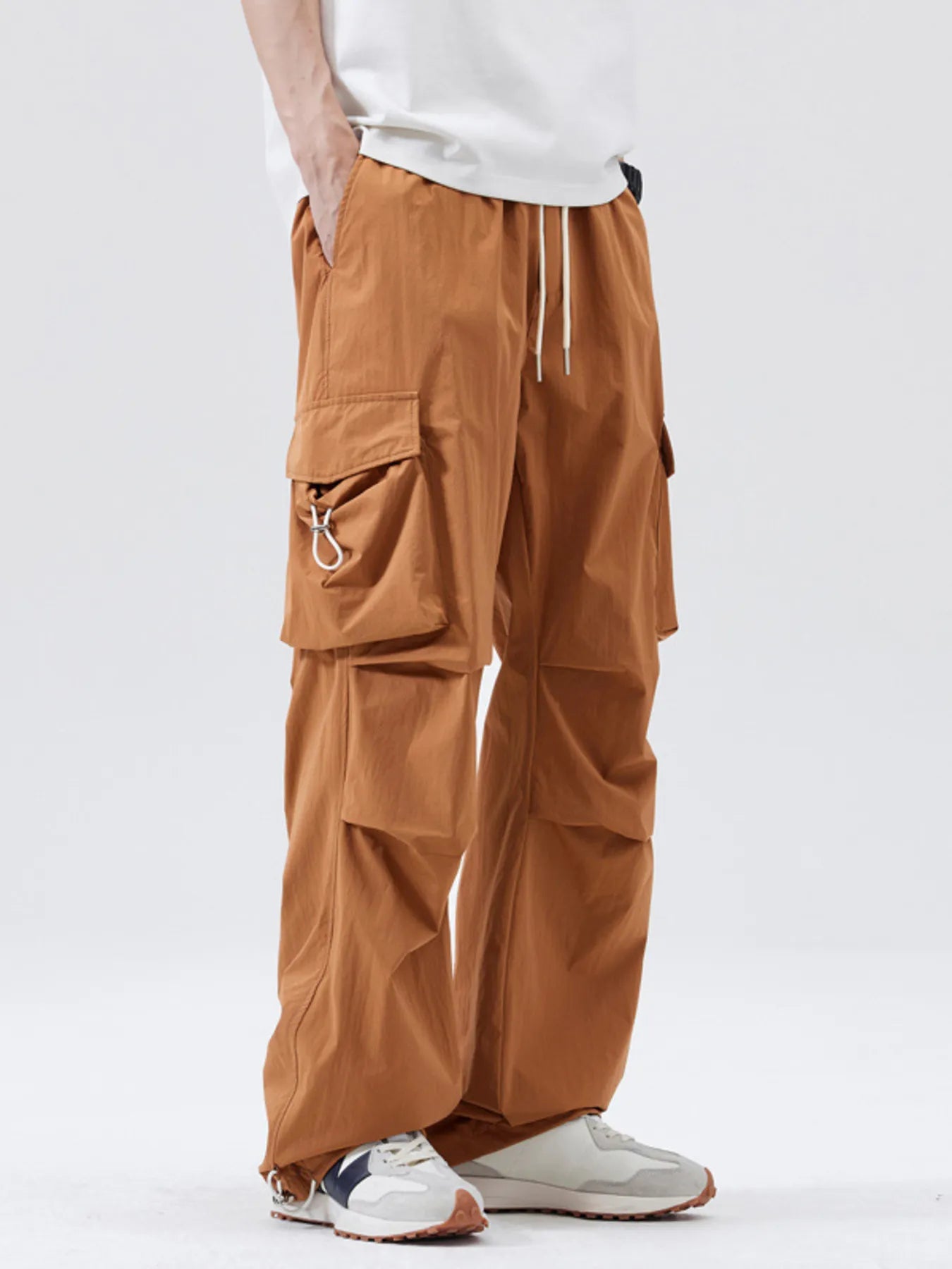 Men's Full Size Multi-Pocket Cargo Utility Pants with Drawstring Plus Size - Ermanaric