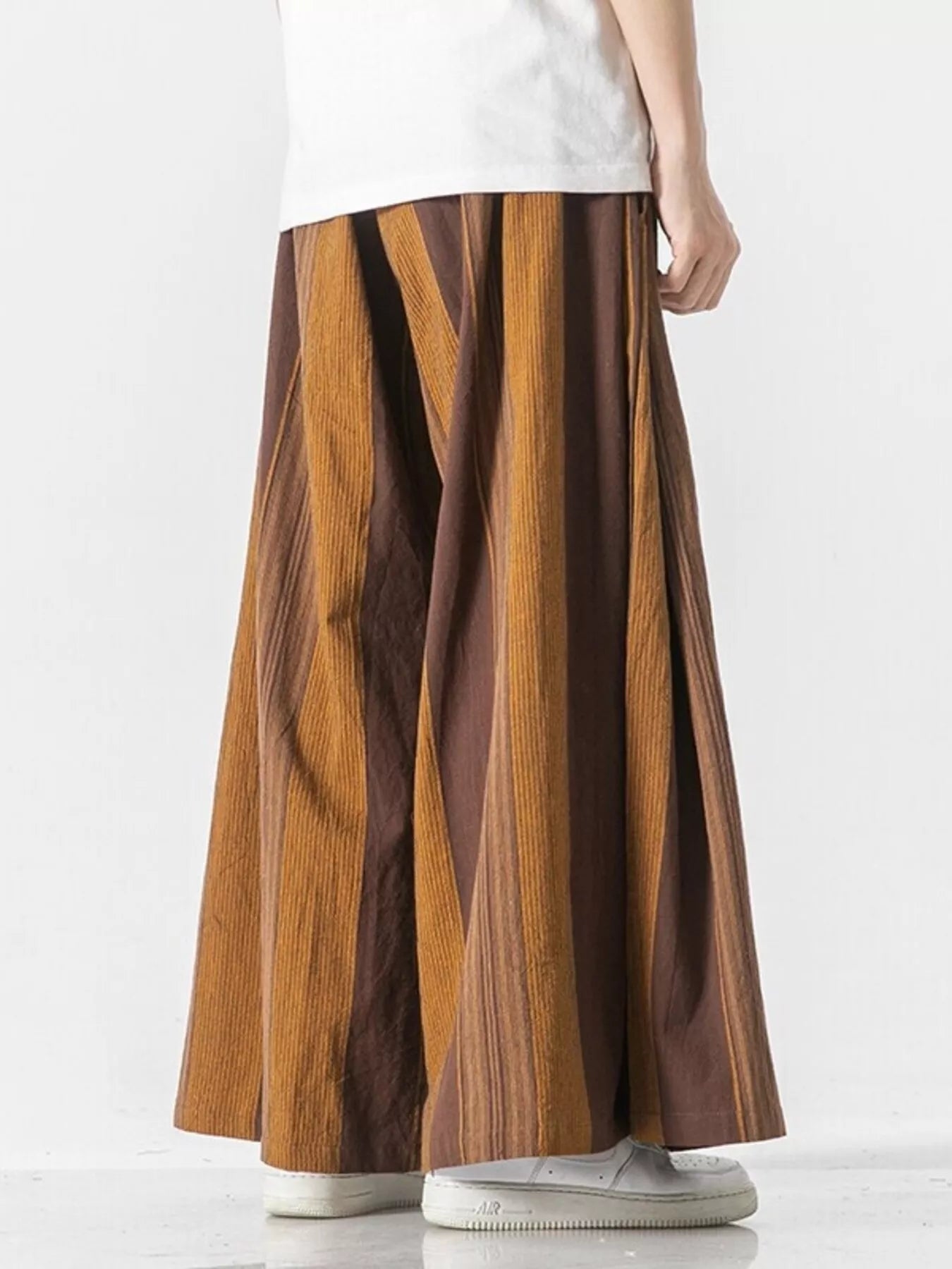 Men's Plus Size Striped Wide Leg Casual Pants - Ermanaric