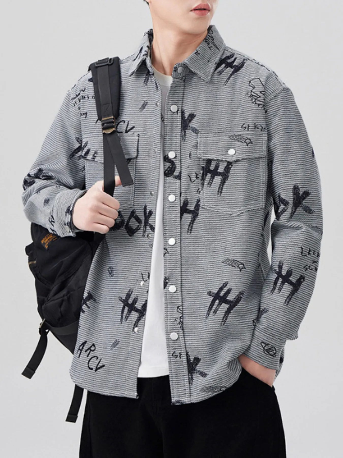 Men's Plus Size Button Up Long Sleeve Shirt - Ermanaric