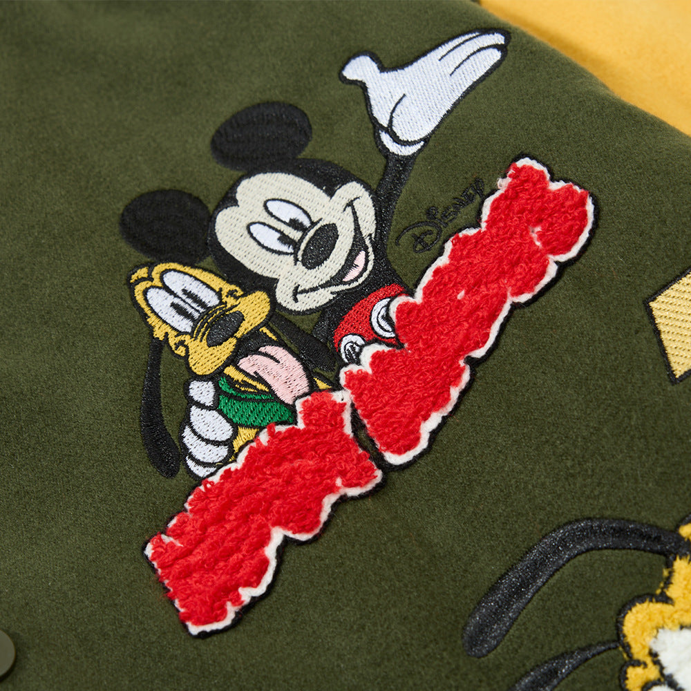 Mickey Cartoon Heavy Industries Embroidered Baseball Jacket