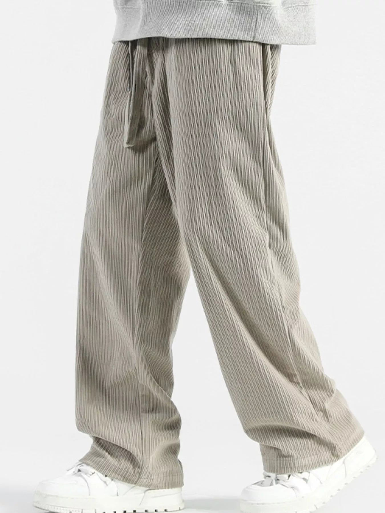 Men's Plus Size Casual Drawstring Wide Leg Pants - Ermanaric